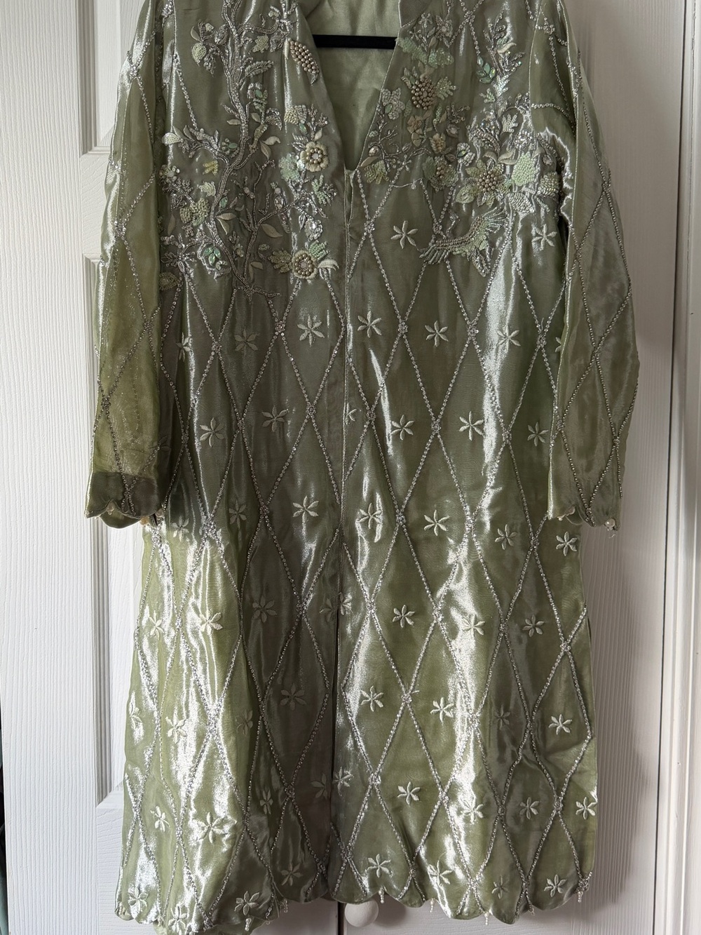 3 piece Sage Green Beaded outfit